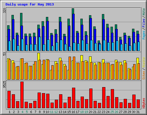 Daily usage for May 2013