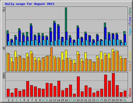 Daily usage for August 2013