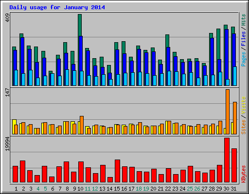 Daily usage for January 2014